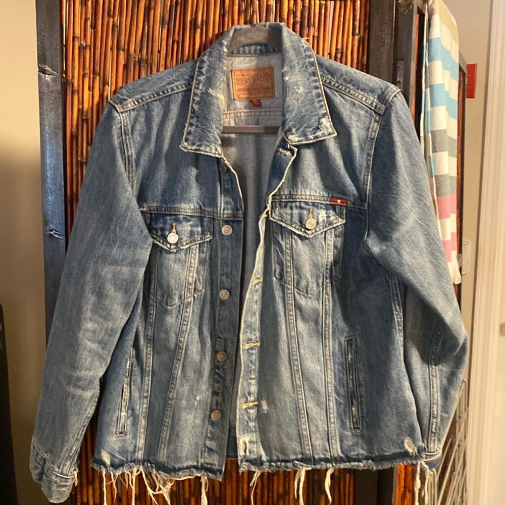 Lucky Brand Light Blue Distressed Denim Jean Jacket